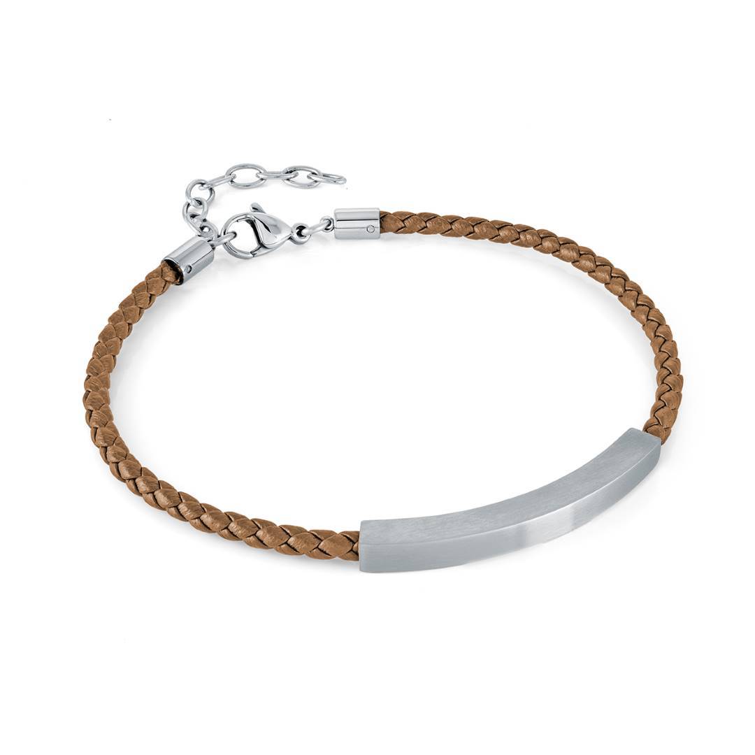 ID PLATE LEATHER BRACELET