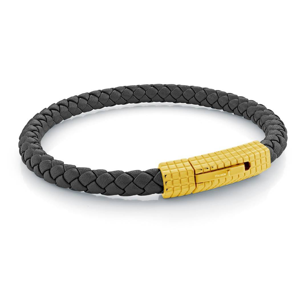 OCTAGON-CLASP LEATHER BRACELET