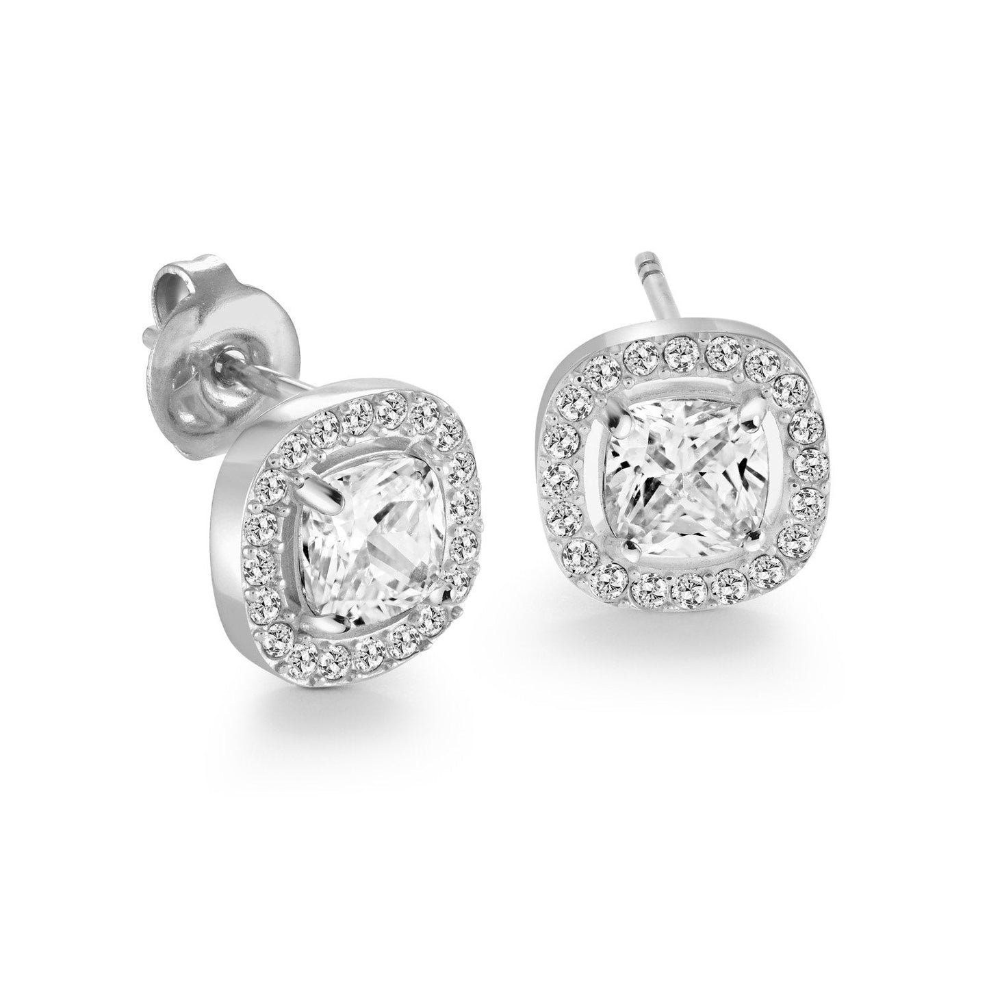 9MM SQUARE HALO EARRINGS