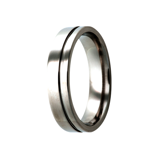 Titanium Comfort Fit Polished Ring with Offset Groove