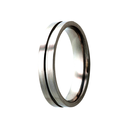 Titanium Comfort Fit Polished Ring with Center Groove