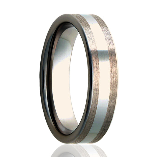 Titanium Comfort Fit Ring with Polished Top