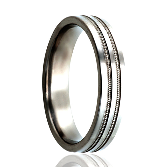 Titanium Comfort Fit Polished Ring with Millgrain