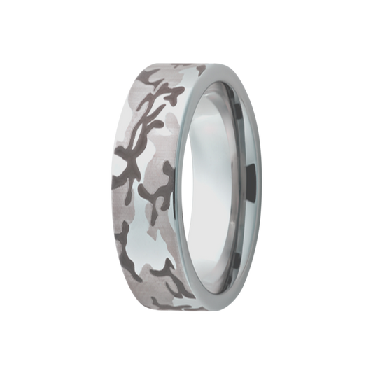 Tungsten Comfort Fit Polished Camo Ring