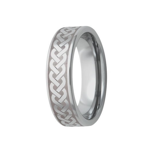 Tungsten Comfort Fit Ring with Celtic Weave