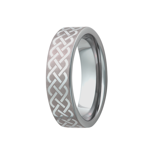 Tungsten Comfort Fit Ring with Celtic Weave