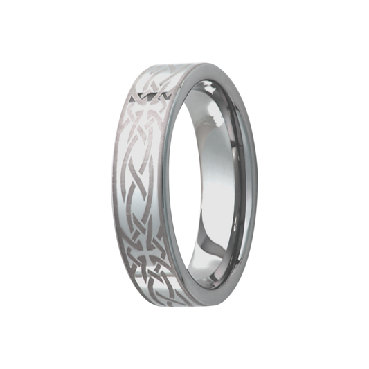 Tungsten Comfort Fit Ring with Celtic Cross