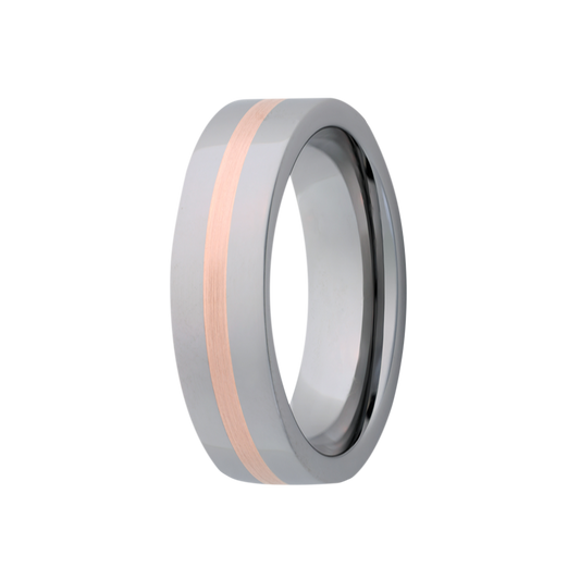 Tungsten Rose Gold Flat Comfort Fit Polished Ring