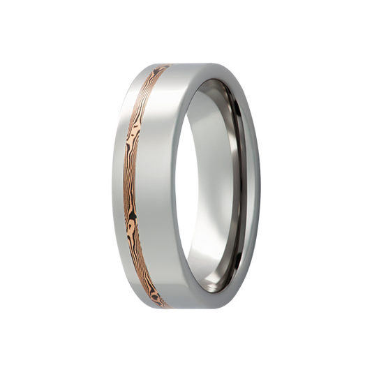 Tungsten Shakudo Ring with Rose Gold Inlay