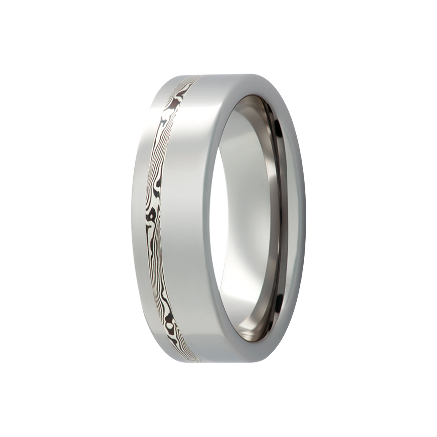 Tungsten Shakudo Inlay Ring - Polished Finish