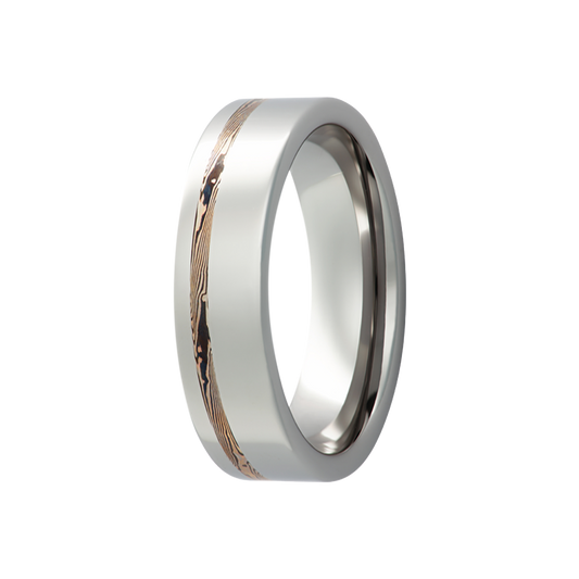 Tungsten Comfort Fit Polished Ring with Mokume Gane