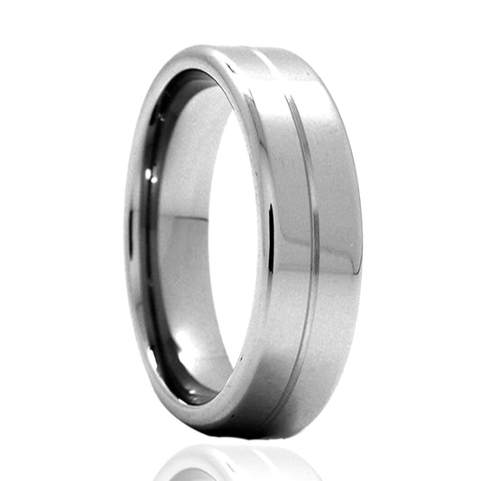 Tungsten Comfort Fit Polished Ring with Groove