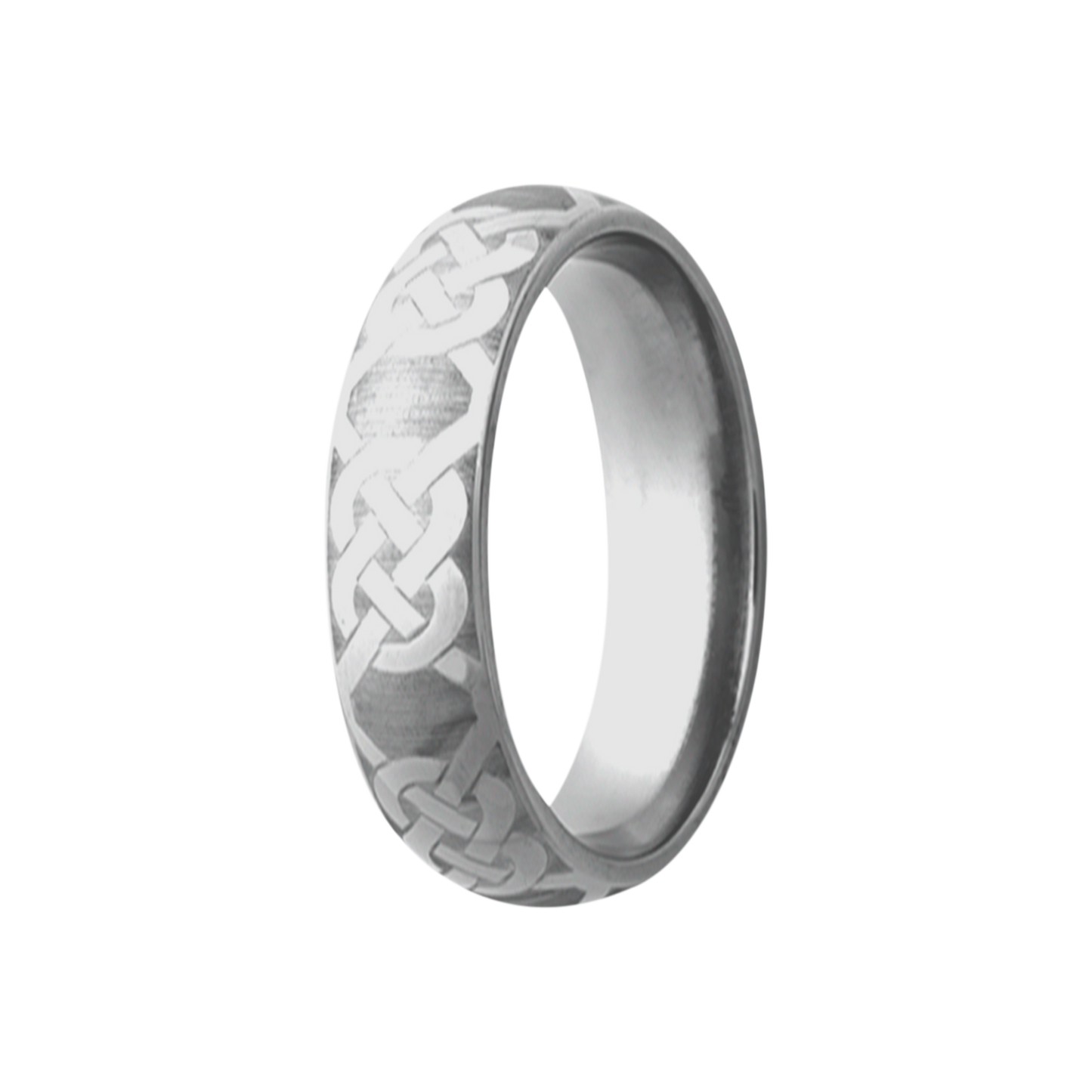 Tungsten Dome Ring Polished with Celtic Knot