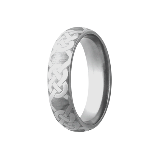 Tungsten Dome Ring Polished with Celtic Knot