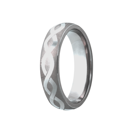 Tungsten Dome Polished Ring with Infinity Engraving