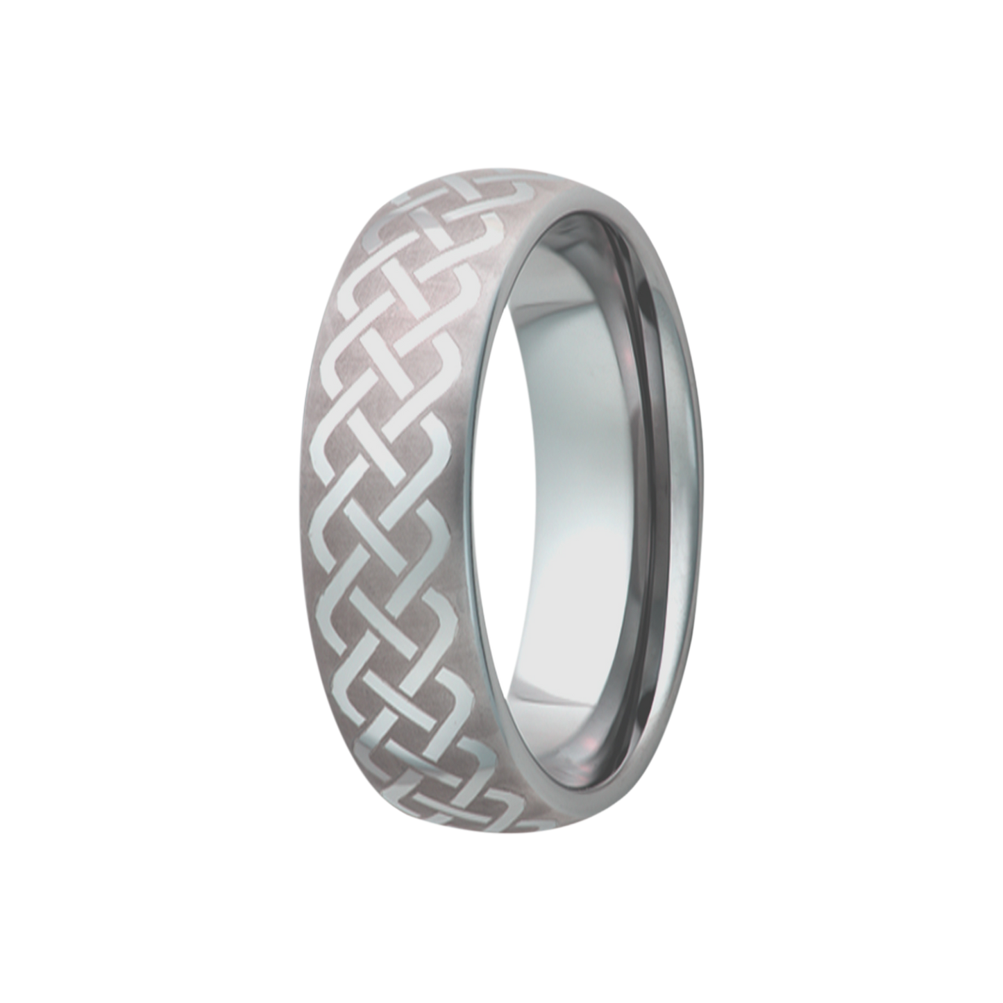 Tungsten Comfort Fit Polished Ring with Celtic Weave