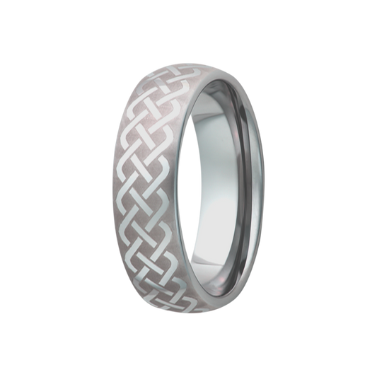 Tungsten Comfort Fit Polished Ring with Celtic Weave