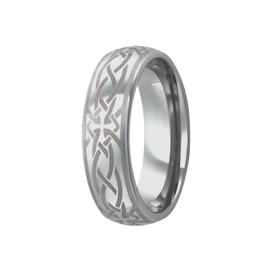 Tungsten Comfort Fit Polished Celtic Cross Ring
