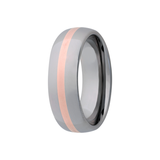 Tungsten Rose Gold Dome Comfort Fit Polished