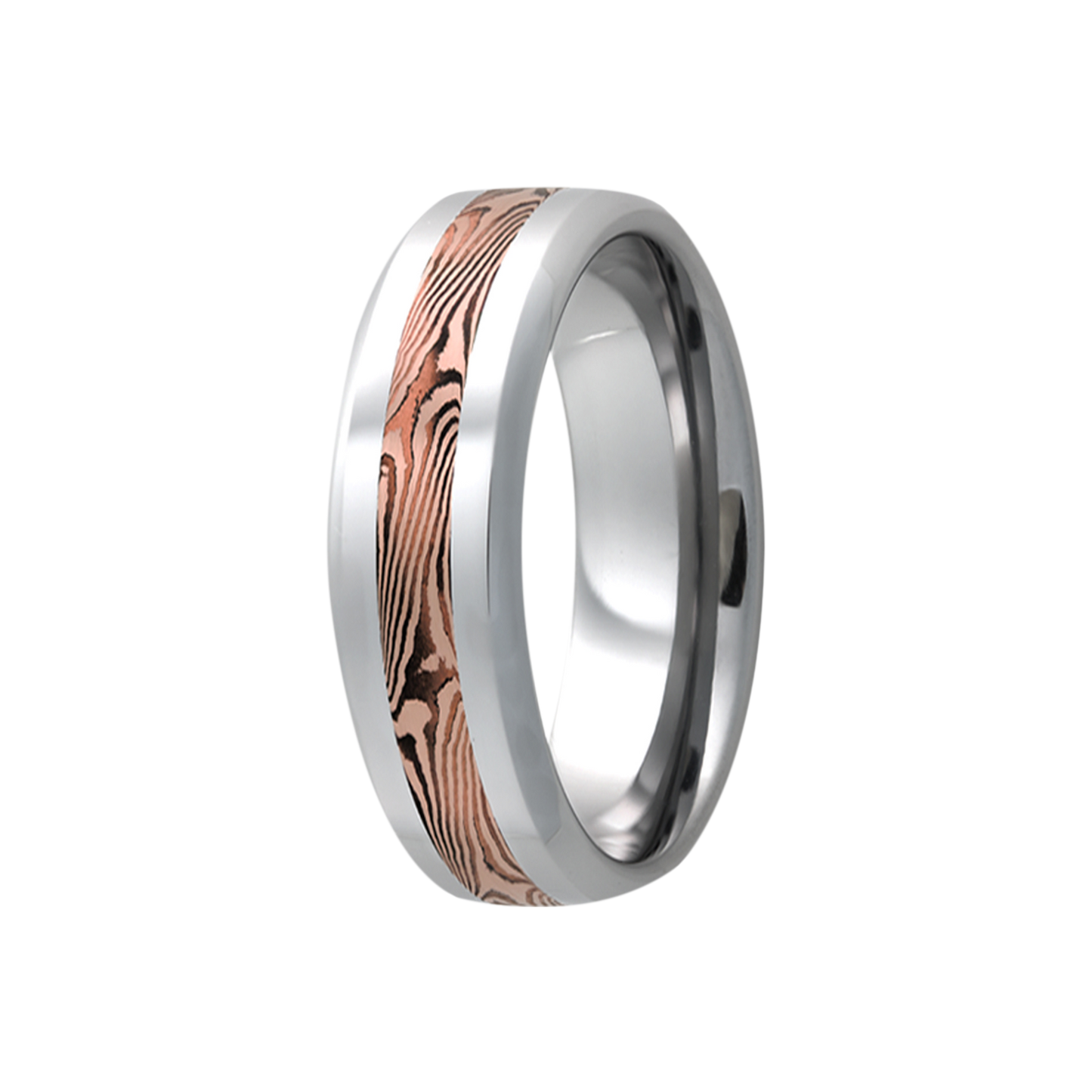 Tungsten Offset Rose Gold Shakudo Inlay Ring