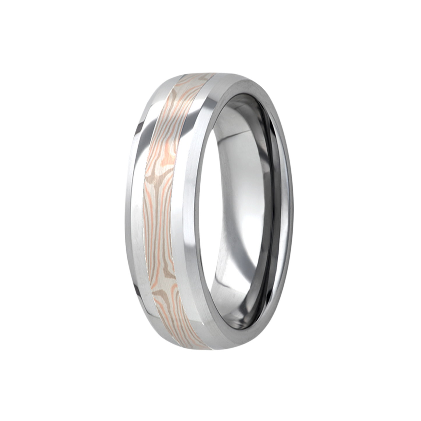 Tungsten Mokume Gane Ring Beveled Comfort Fit