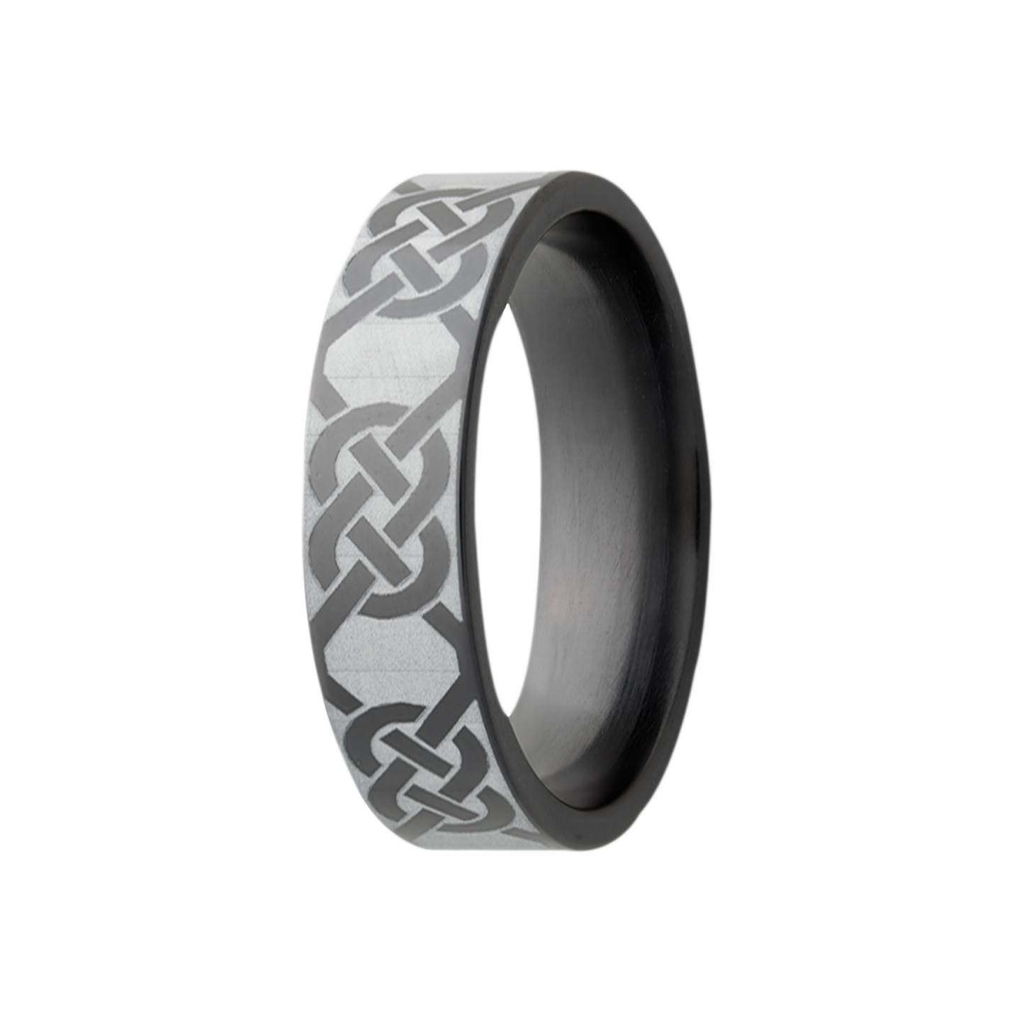 Zirconium Comfort Fit Polished Ring with Celtic Cross