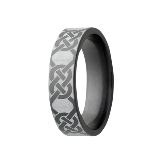 Zirconium Comfort Fit Polished Ring with Celtic Cross