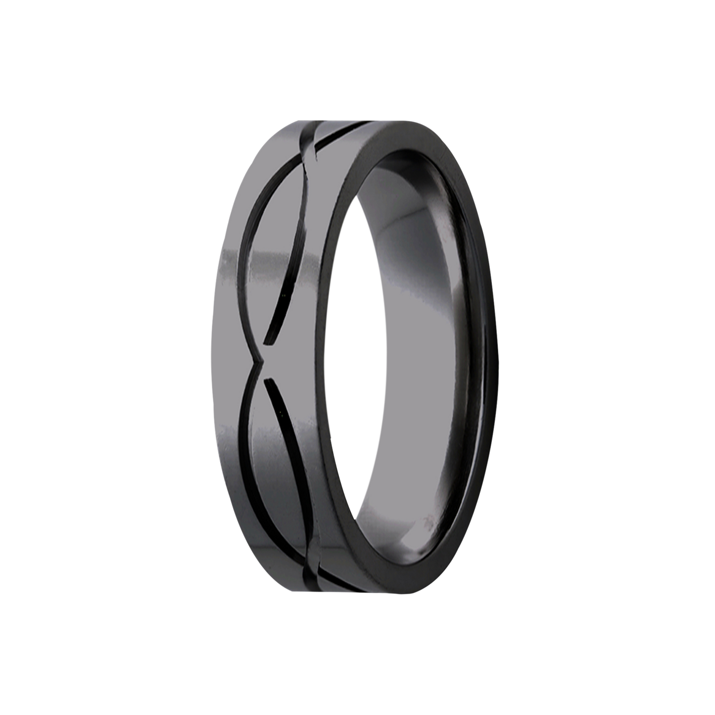 Zirconium Milled Pattern Polished Comfort Fit Ring