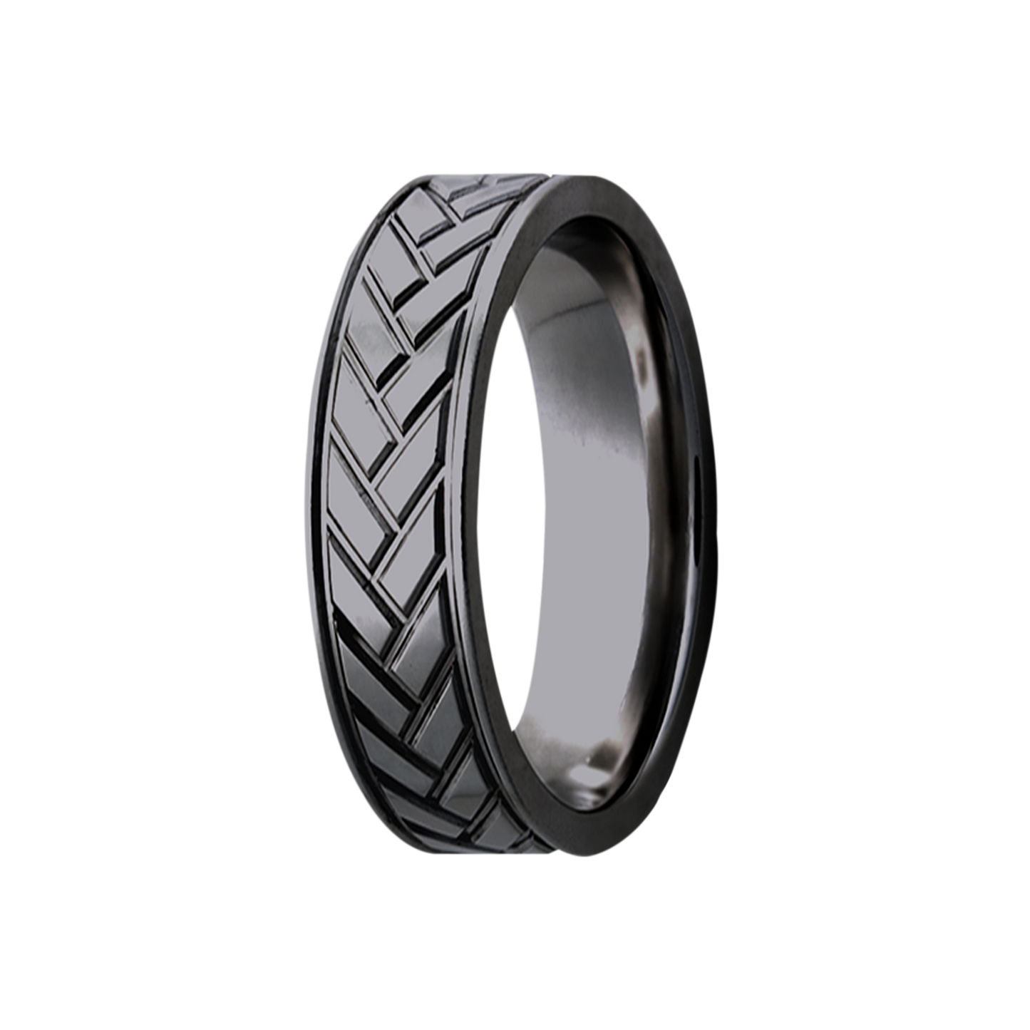 Zirconium Milled Pattern Polished Comfort Fit Ring