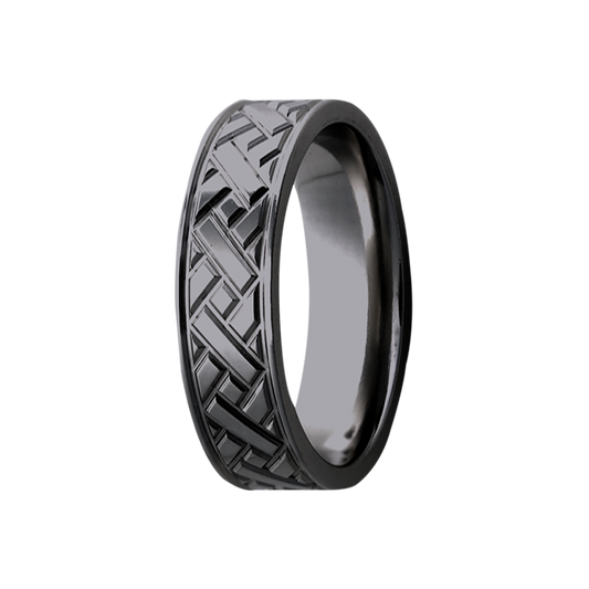 Zirconium Milled Pattern Polished Comfort Fit Ring