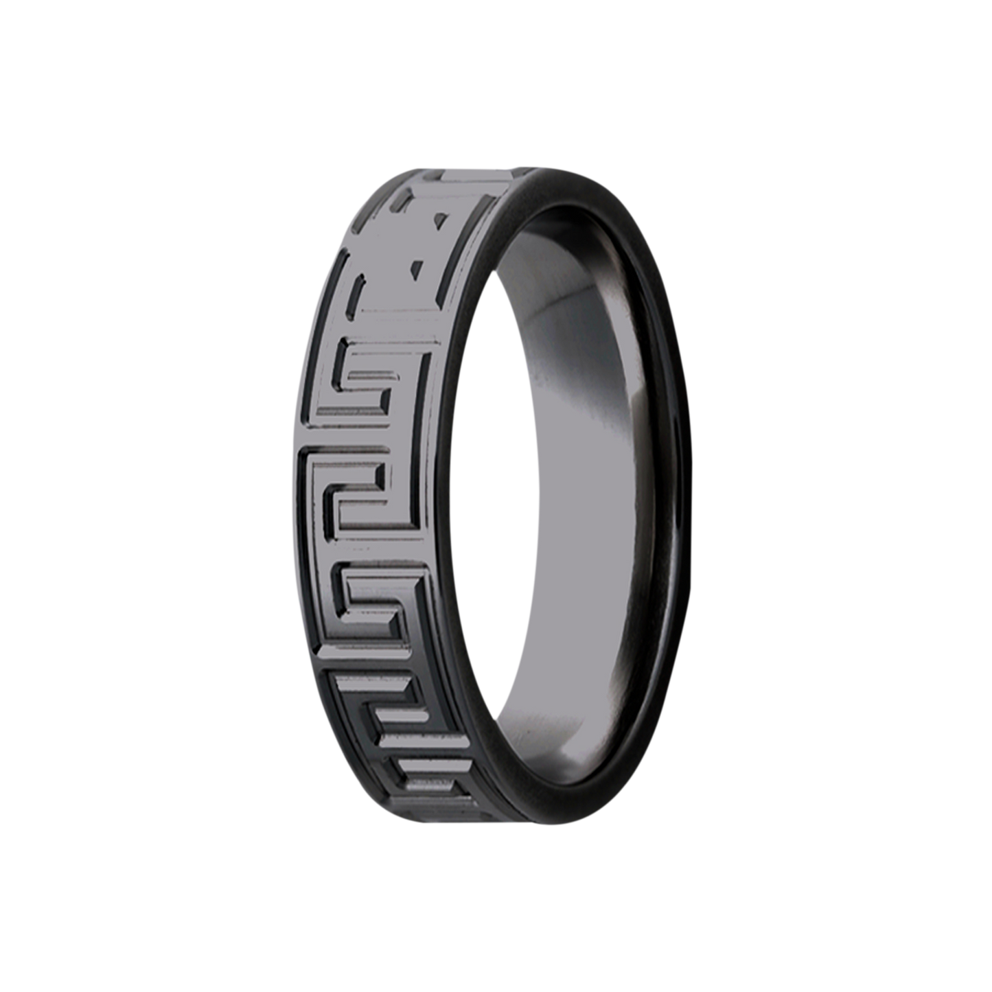 Zirconium Milled Pattern Polished Comfort Fit Ring