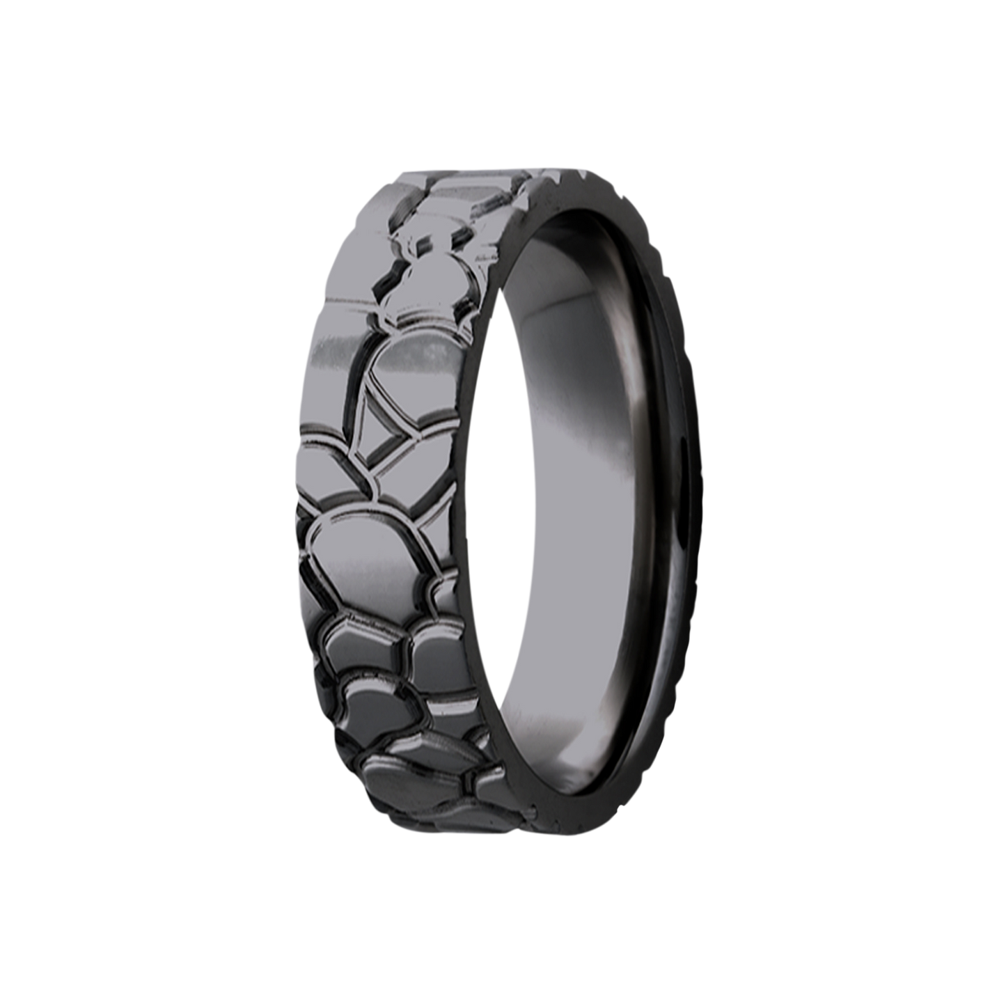 Zirconium Milled Pattern Polished Comfort Fit Ring