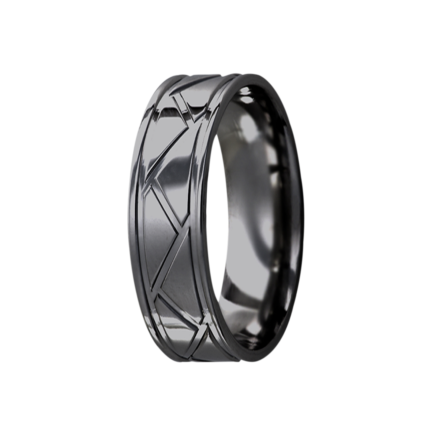 Zirconium Milled Pattern Polished Comfort Fit Ring