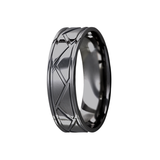 Zirconium Milled Pattern Polished Comfort Fit Ring