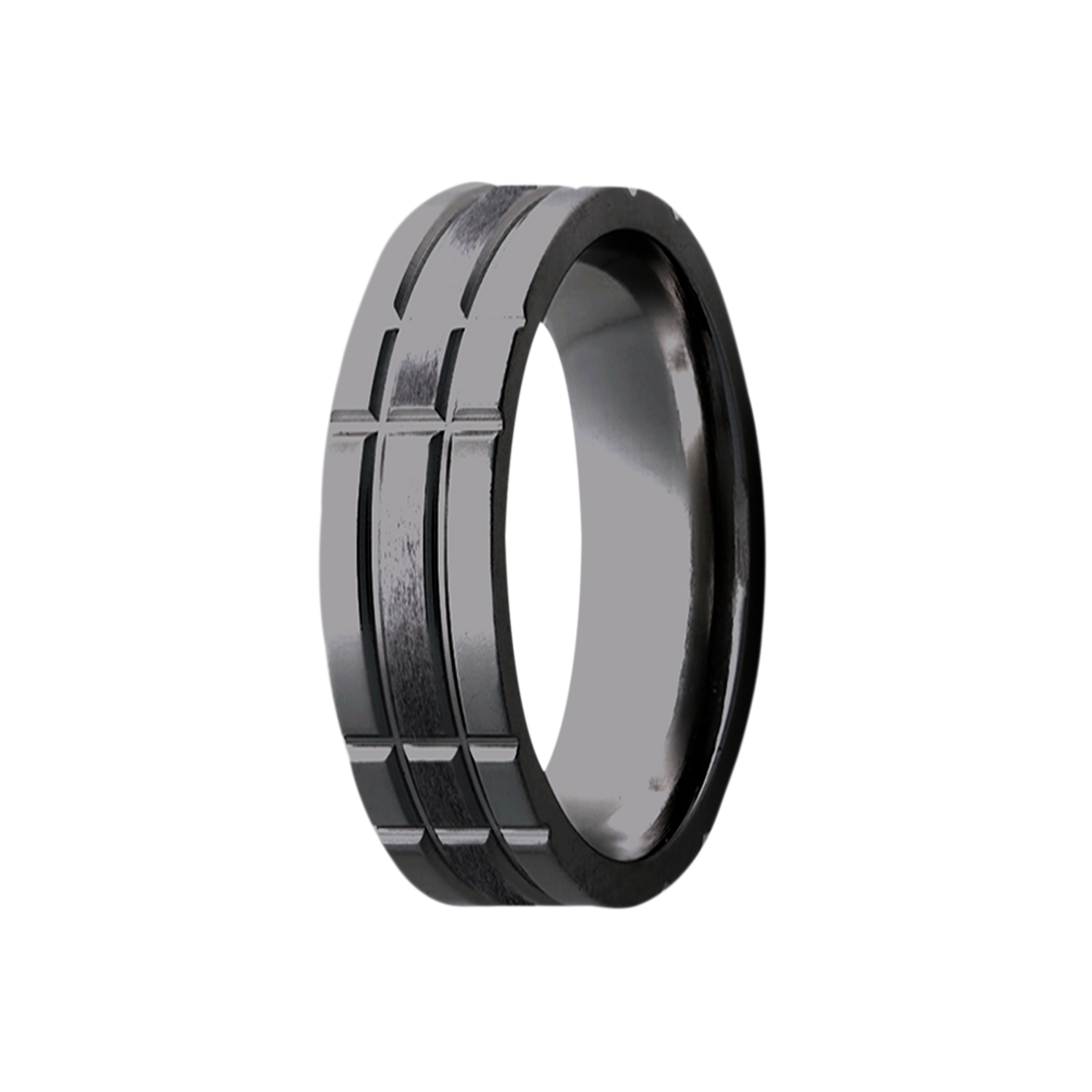 Zirconium Milled Pattern Polished Comfort Fit Ring