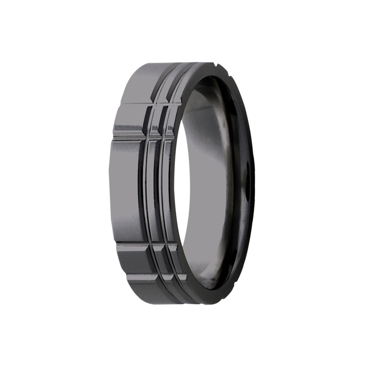 Zirconium Milled Pattern Polished Comfort Fit Ring