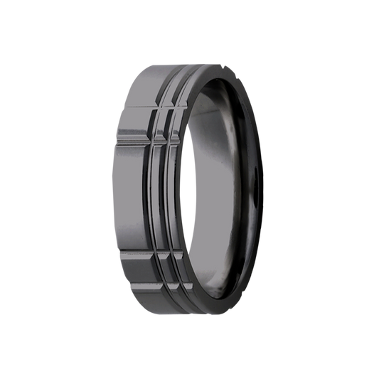 Zirconium Milled Pattern Polished Comfort Fit Ring