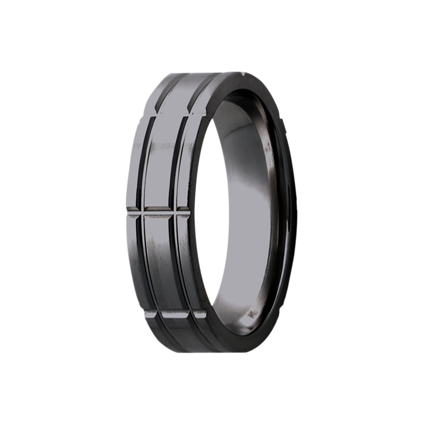 Zirconium Milled Pattern Polished Comfort Fit Ring