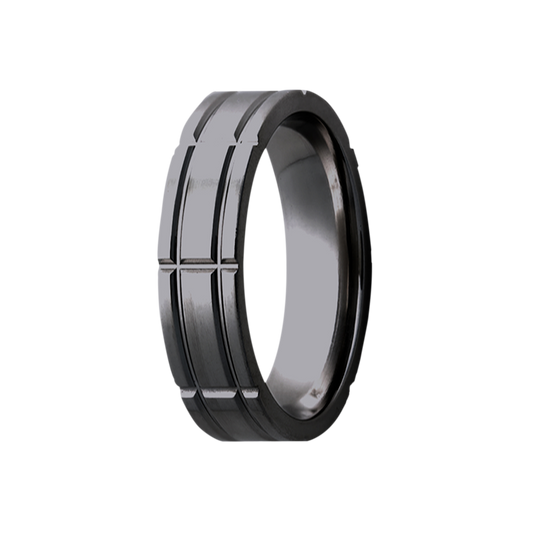 Zirconium Milled Pattern Polished Comfort Fit Ring