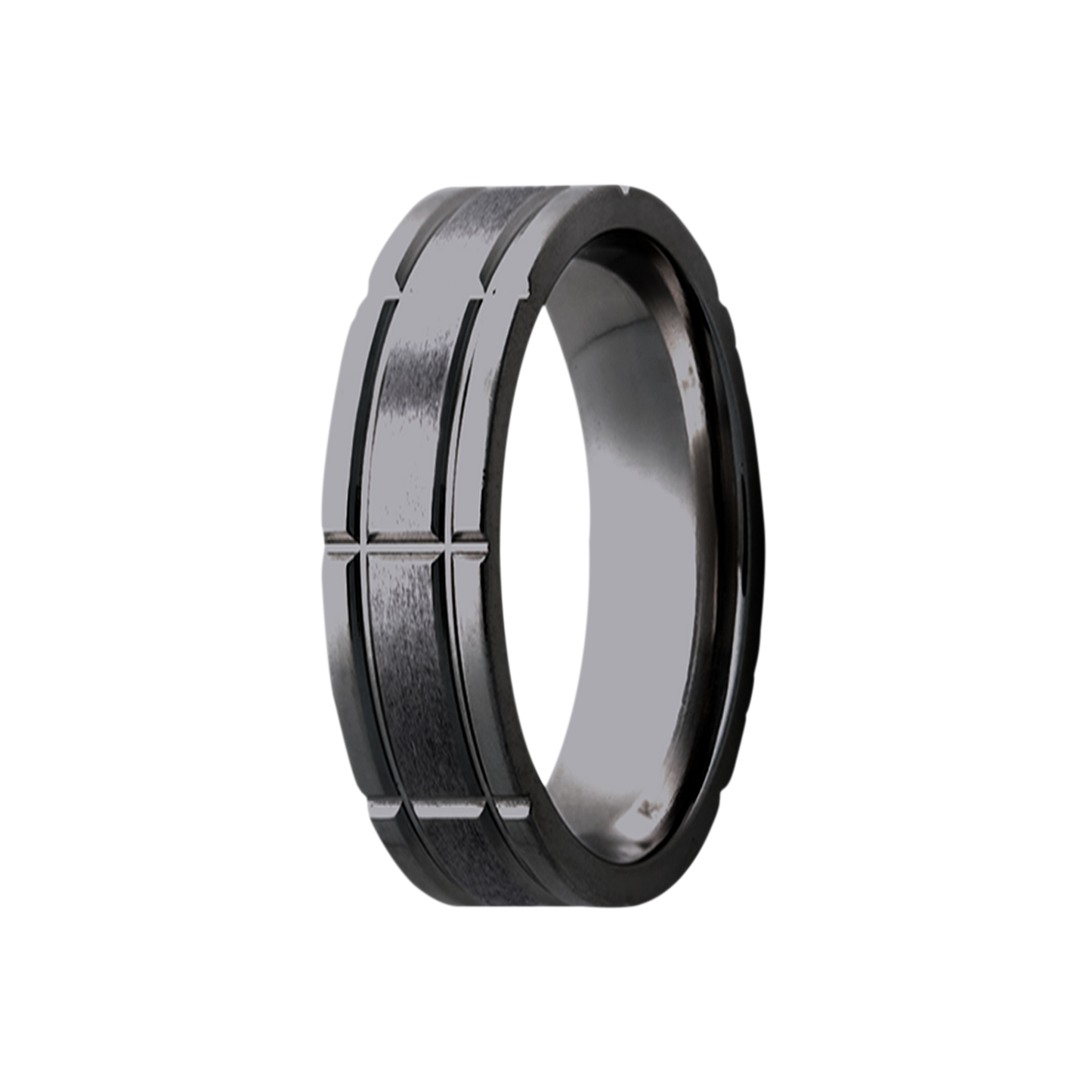 Zirconium Milled Pattern Polished Comfort Fit Ring