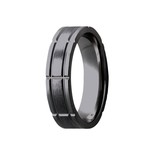 Zirconium Milled Pattern Polished Comfort Fit Ring