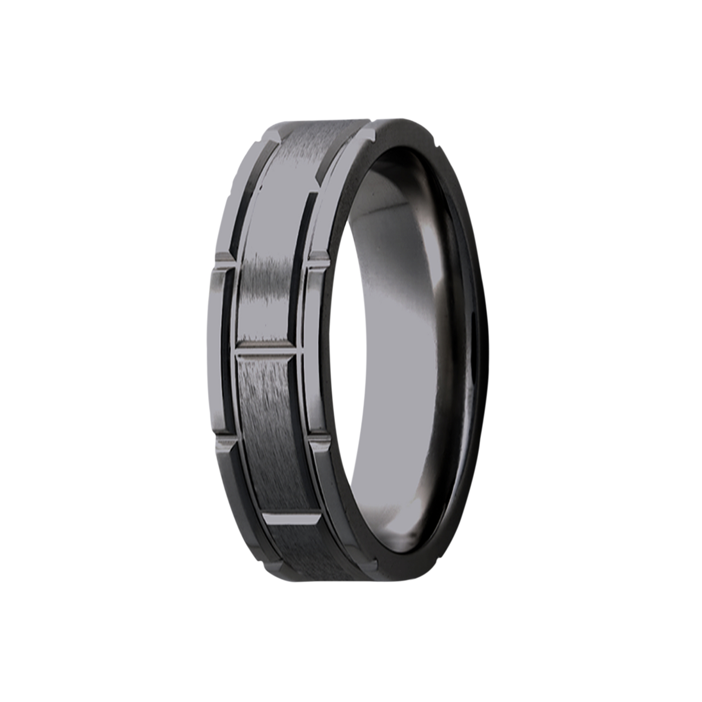 Zirconium Milled Pattern Polished Comfort Fit Ring