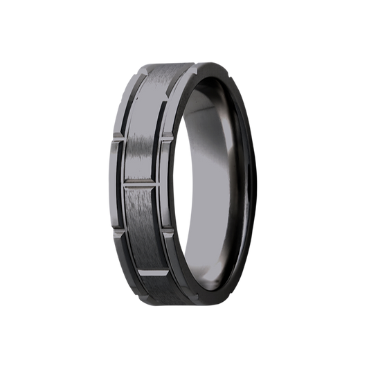 Zirconium Milled Pattern Polished Comfort Fit Ring