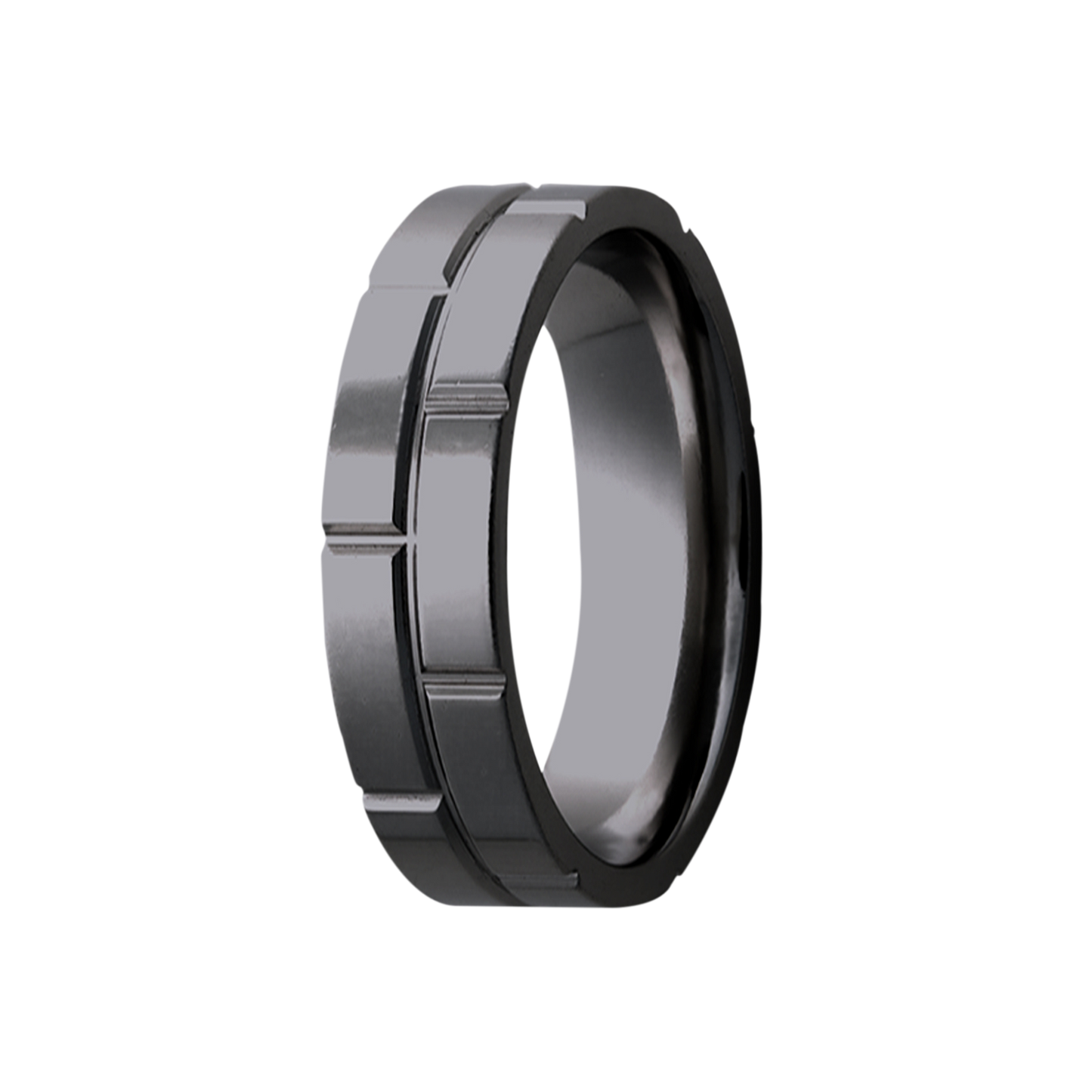 Zirconium Milled Pattern Polished Comfort Fit Ring