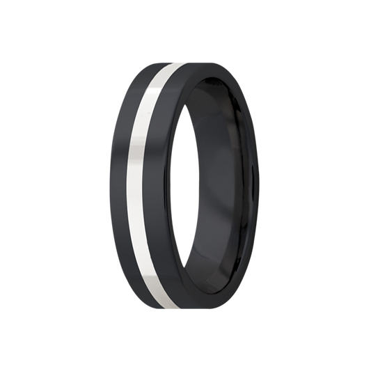 Zirconium Comfort Fit Polished Ring with Silver