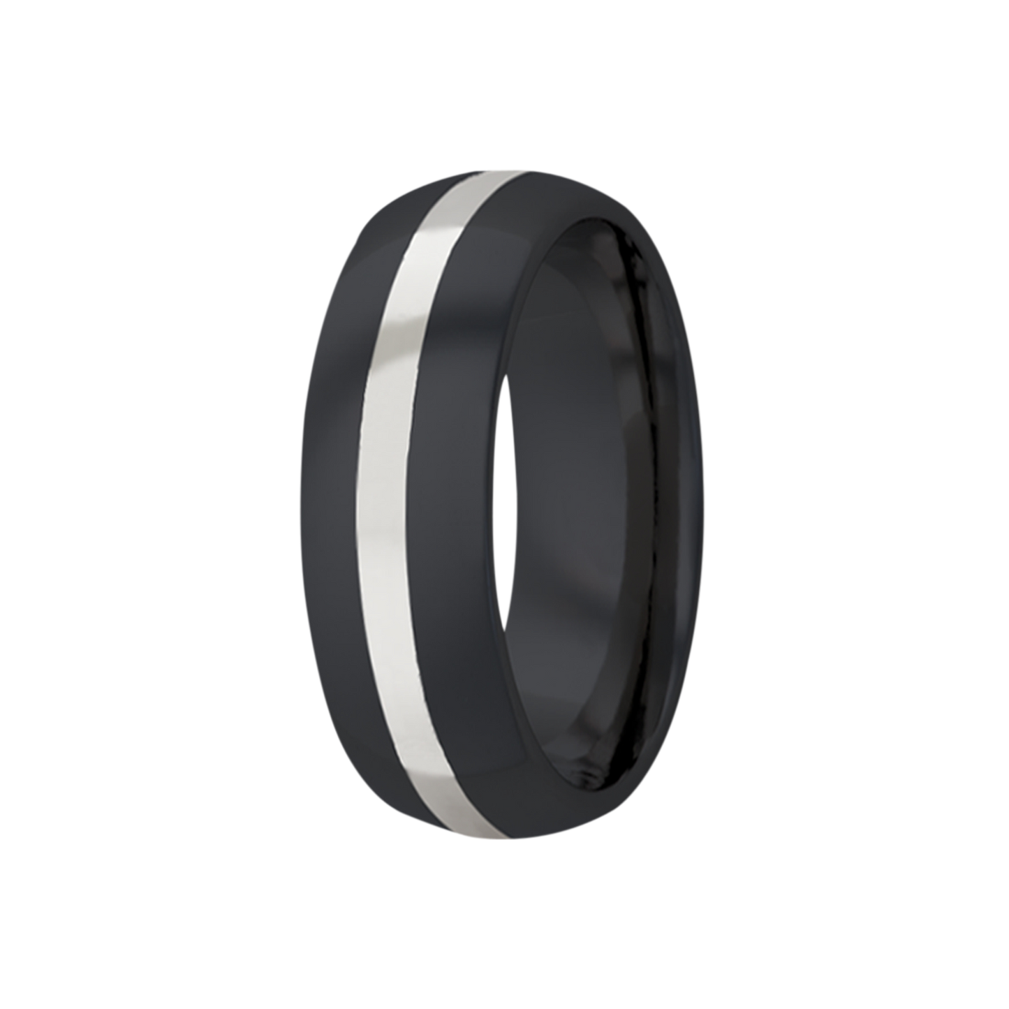 Zirconium Comfort Fit Polished Ring with Platnium Inlay