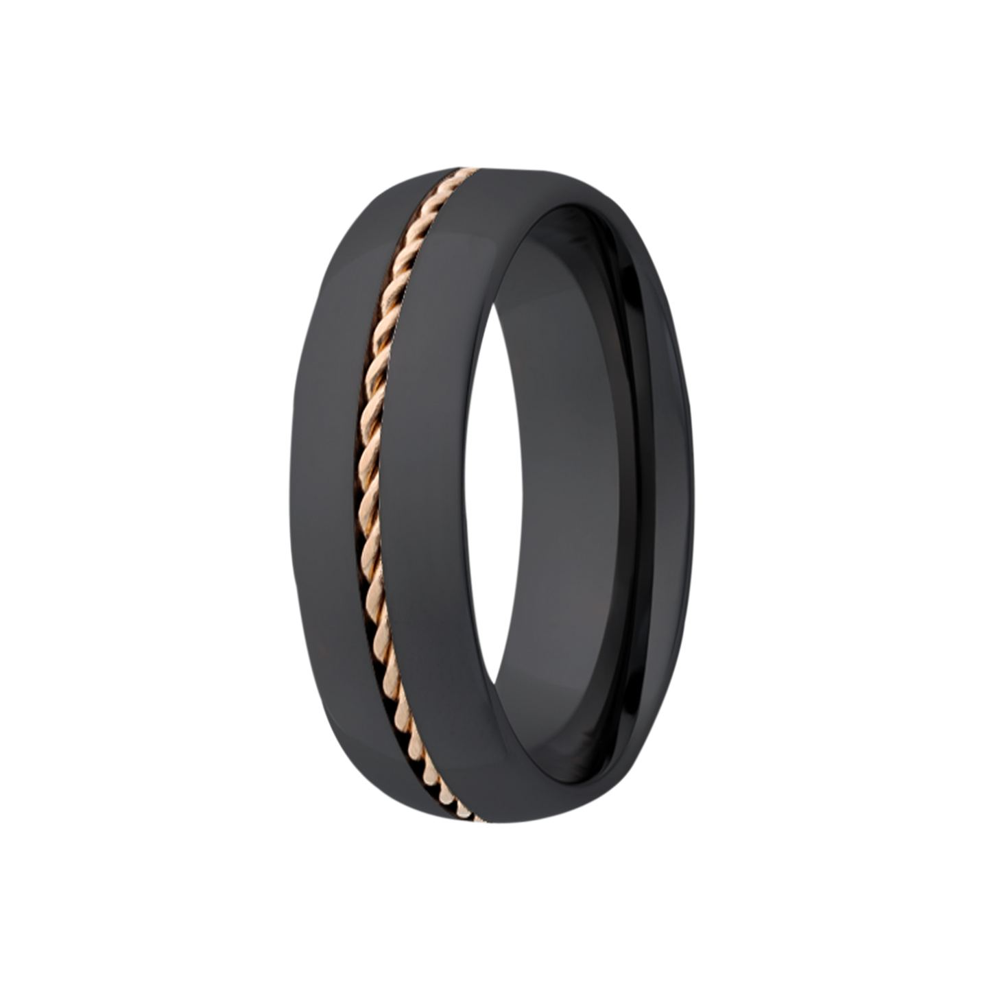 Zirconium Dome Ring with Rose Gold Inlay