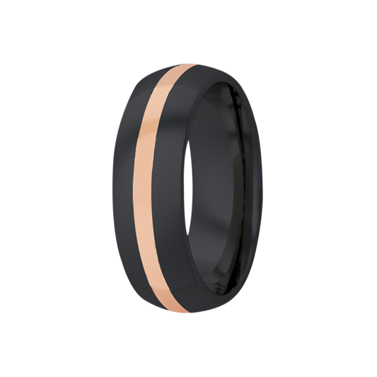 Zirconium Rose Gold Dome Comfort Fit Polished Ring