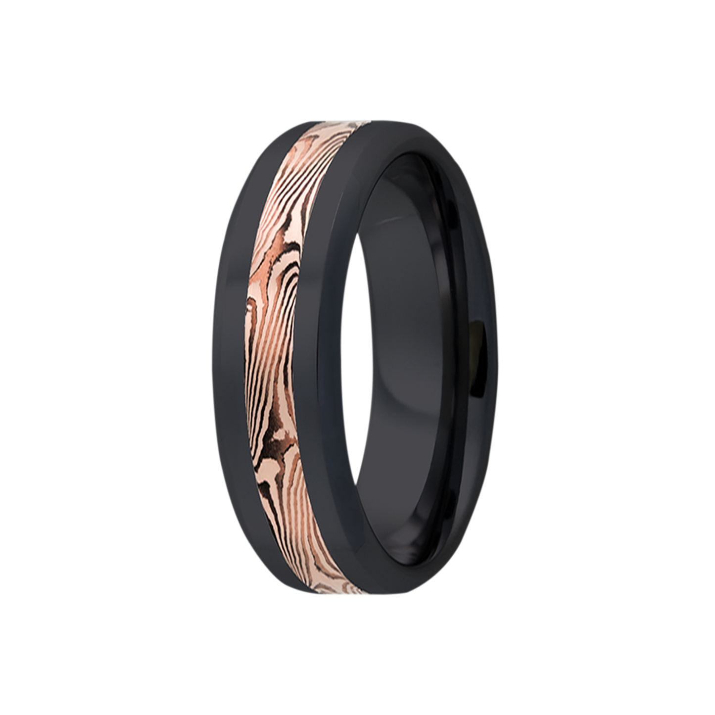 Zirconium Rose Gold Beveled Ring Comfort Fit