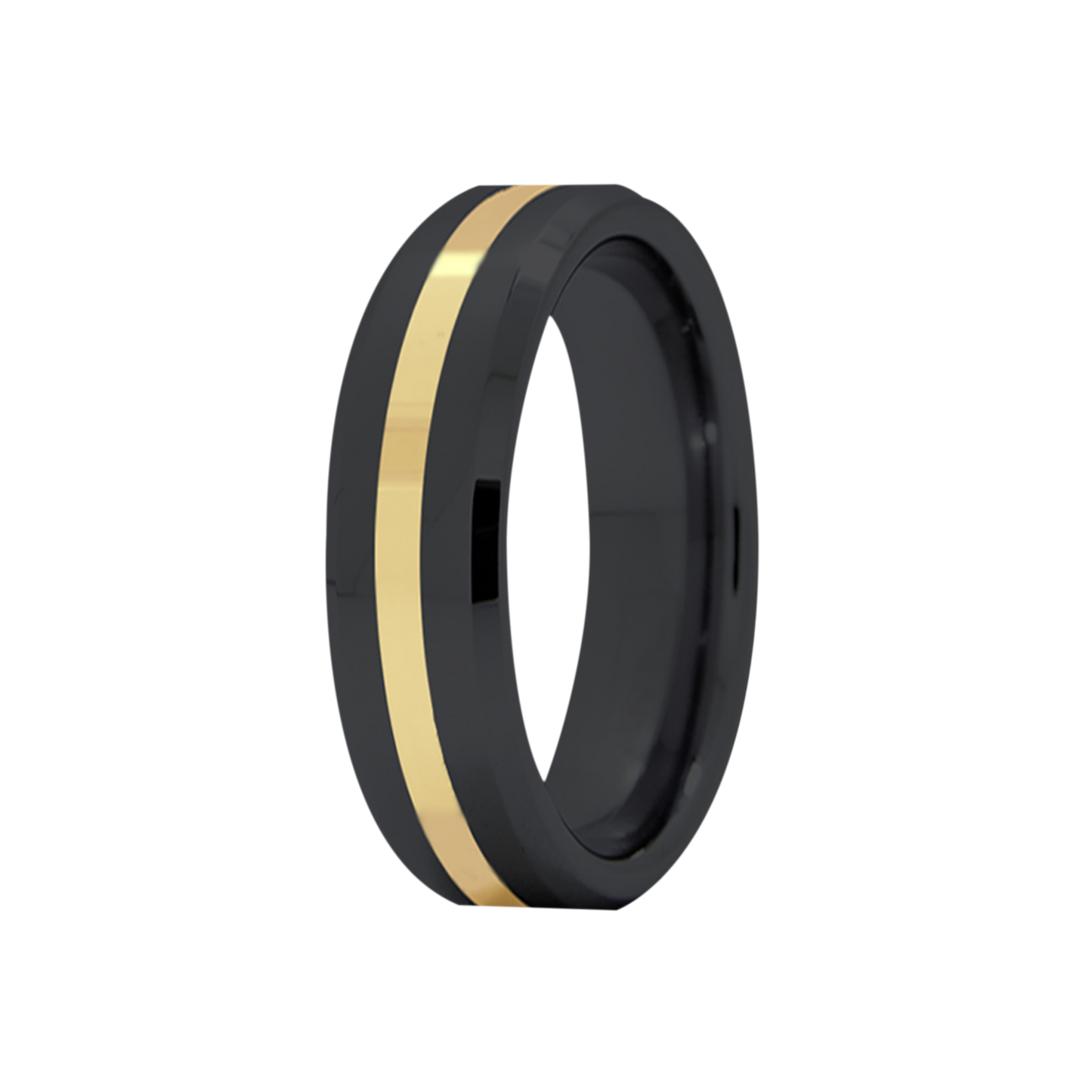 Zirconium Yellow Gold Inlay Ring Comfort Fit